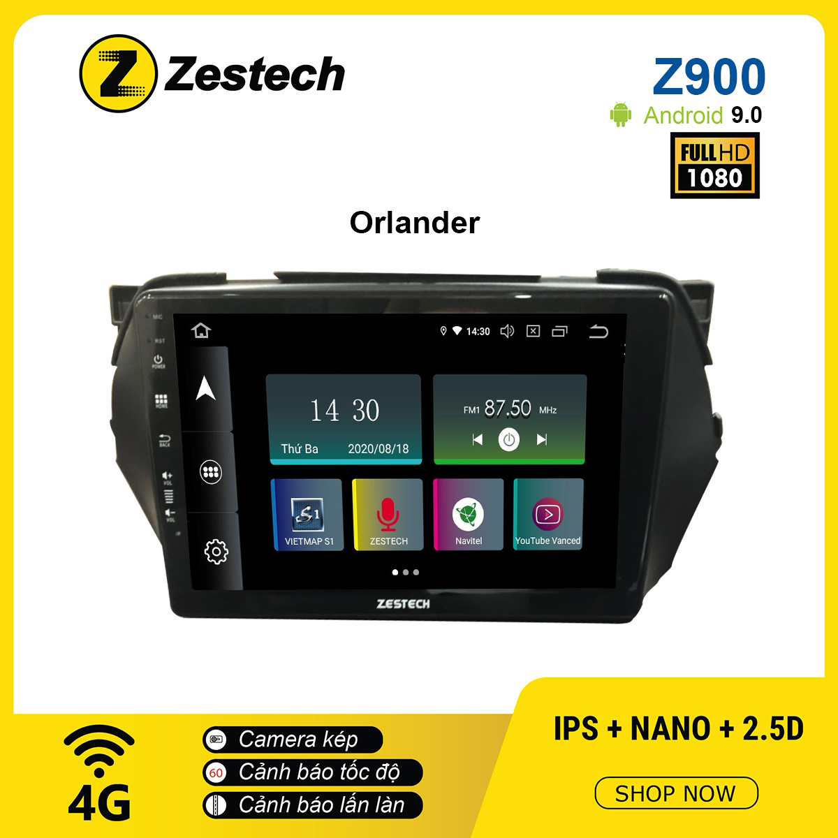 Màn hình ô tô DVD Android Z900 - Chevrolet Orlando - Zestech